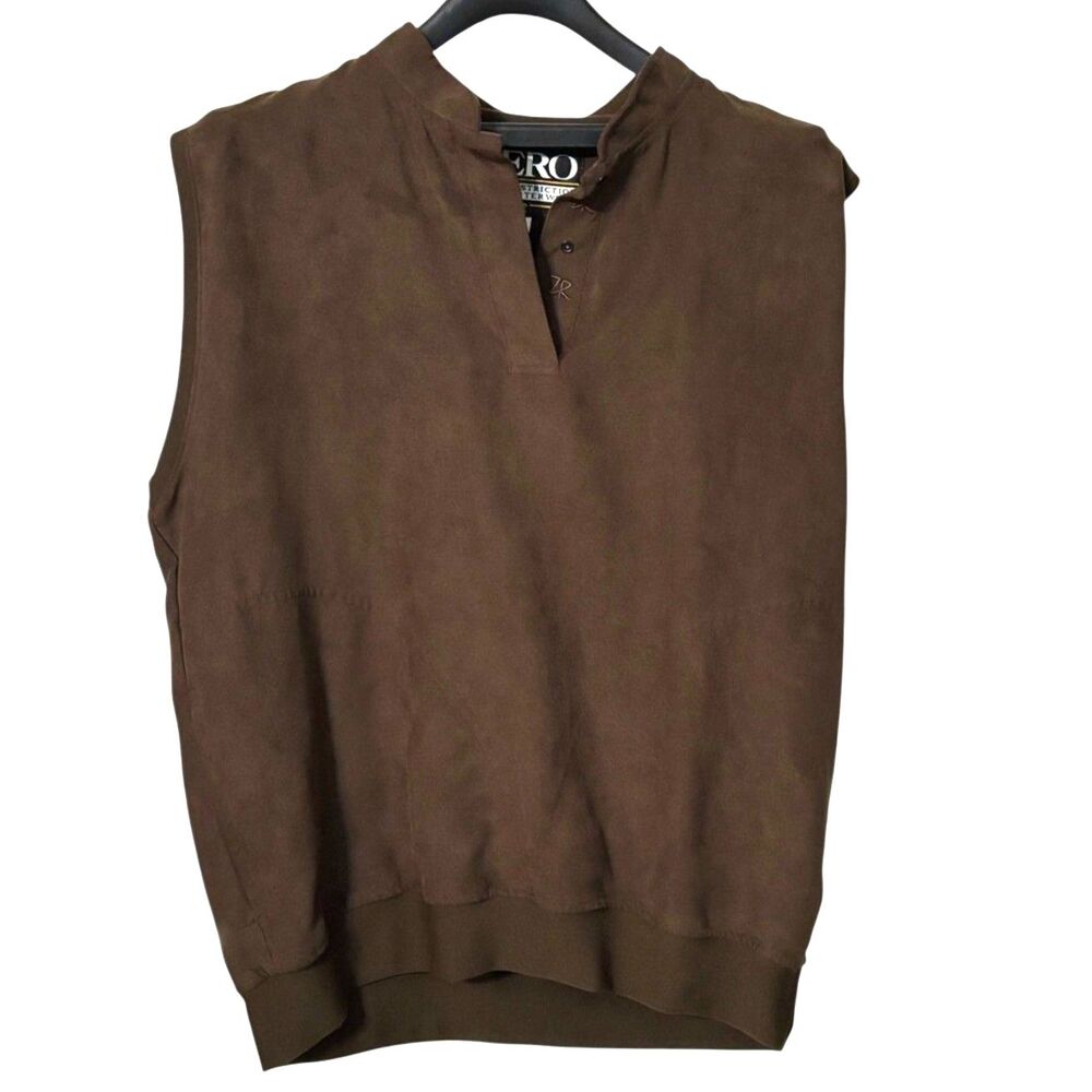 Zero Restriction Brown Microfiber Golf Vest Mock Neck Snap Front Size L